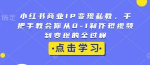 小红书商业IP变现私教，手把手教会你从0-1制作短视频到变现的全过程-知识创作