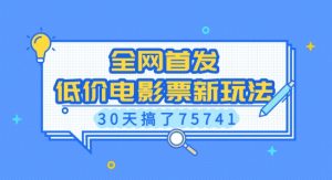 全网首发，低价电影票新玩法，已有人30天搞了75741【揭秘】-知识创作