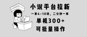 小说平台拉新，单机300+，两分钟一单4~10块，操作简单可批量。-知识创作