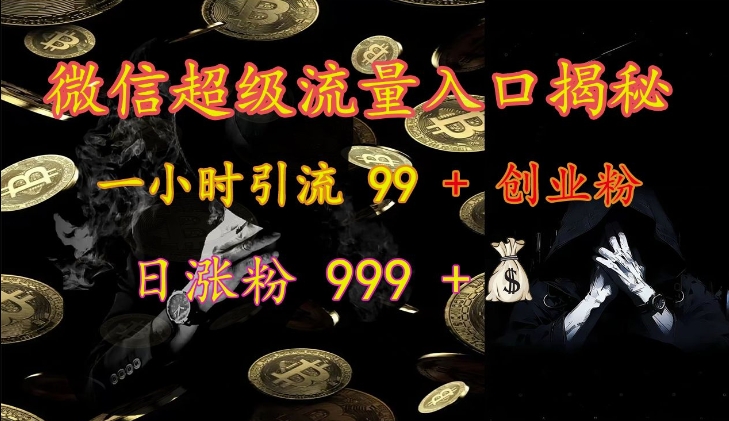 微信超级流量入口揭秘：一小时引流 99 + 创业粉，日涨粉 999 +-知识创作