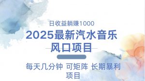 2025最新汽水音乐躺赚项目 每天几分钟 日入1000＋-知识创作