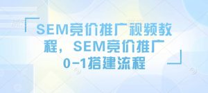 SEM竞价推广视频教程，SEM竞价推广0-1搭建流程-知识创作