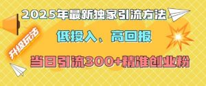 2025年最新独家引流方法，低投入高回报？当日引流300+精准创业粉-知识创作