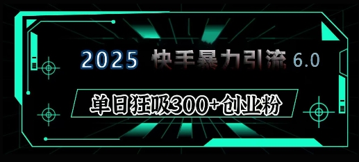 2025年快手6.0保姆级教程震撼来袭，单日狂吸300+精准创业粉-知识创作