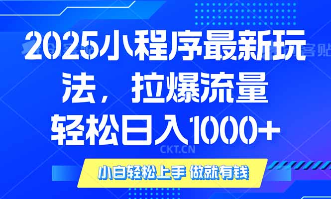 2025年小程序最新玩法，流量直接拉爆，单日稳定变现1000+-知识创作