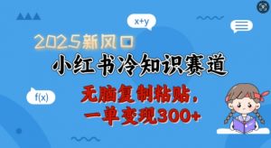 2025新风口，小红书冷知识赛道，无脑复制粘贴，一单变现300+-知识创作