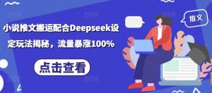 小说推文搬运配合Deepseek设定玩法揭秘，流量暴涨100%-知识创作