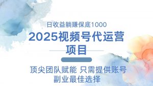 2025视频号代运营 日躺赚1000＋ 只需提供账号-知识创作