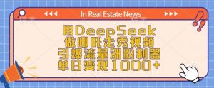 用DeepSeek做哪吒走秀视频，引爆流量涨粉利器，单日变现1k-知识创作