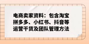 电商卖家资料：包含淘宝、拼多多、小红书、抖音等运营干货及团队管理方法-知识创作