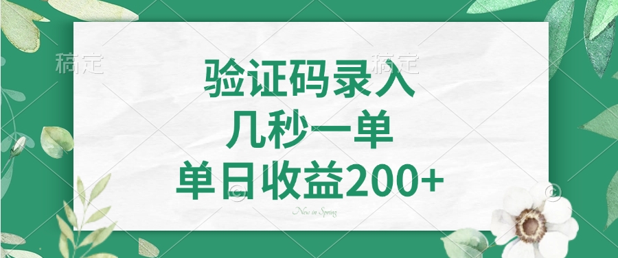 验证码录入，几秒一单，单日收益200+-知识创作