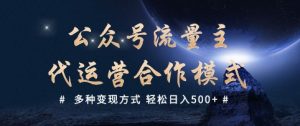 公众号流量主代运营  多种变现方式 轻松日入5张【揭秘】-知识创作