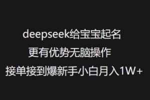 deepseek给宝宝起名更有优势无脑操作接单接到爆新手小白月入1W+-知识创作