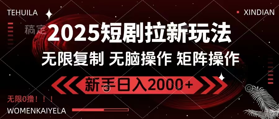 2025短剧拉新玩法，无需注册登录，无限0撸，无脑批量操作日入2000+-知识创作