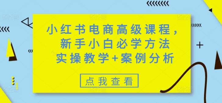 小红书电商高级课程，新手小白必学方法，实操教学+案例分析-知识创作