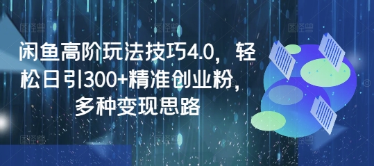闲鱼高阶玩法技巧4.0，轻松日引300+精准创业粉，多种变现思路-知识创作