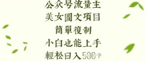 流量主长期收益项目，美女图片简单复制，小白也能上手，轻松日入5张-知识创作