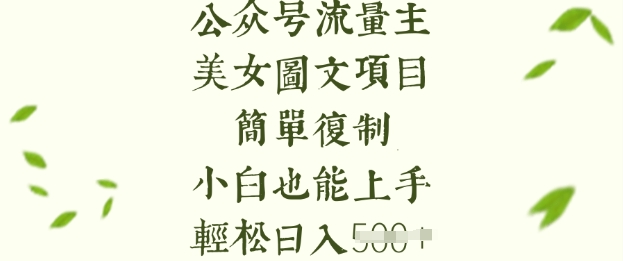 流量主长期收益项目，美女图片简单复制，小白也能上手，轻松日入5张-知识创作