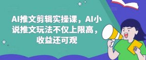 AI推文剪辑实操课，AI小说推文玩法不仅上限高，收益还可观-知识创作