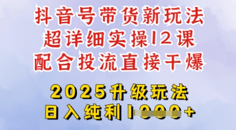 2025全新升级抖音带货玩法，一天纯利四位数，从剪辑到选品再到发布投流，超详细玩法揭秘-知识创作