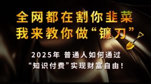 全网都在割你韭菜，我来教你做镰刀,2025普通人如何通过知识付费，实现财F自由【揭秘】-知识创作