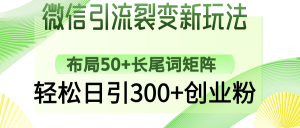 微信引流裂变新玩法：布局50+长尾词矩阵，轻松日引300+创业粉-知识创作