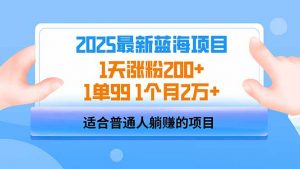 2025蓝海项目 1天涨粉200+ 1单99 1个月2万+-知识创作