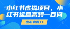 小红书虚拟项目，小红书运营高频一百问【文档】-知识创作