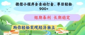 微信小程序全自动打金，单日轻松几张，短期暴利，长期稳定，助你轻松实现经济独立【揭秘】-知识创作