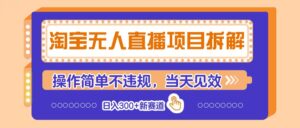 淘宝无人直播项目拆解，操作简单不违规，当天见效 日入300+新赛道-知识创作