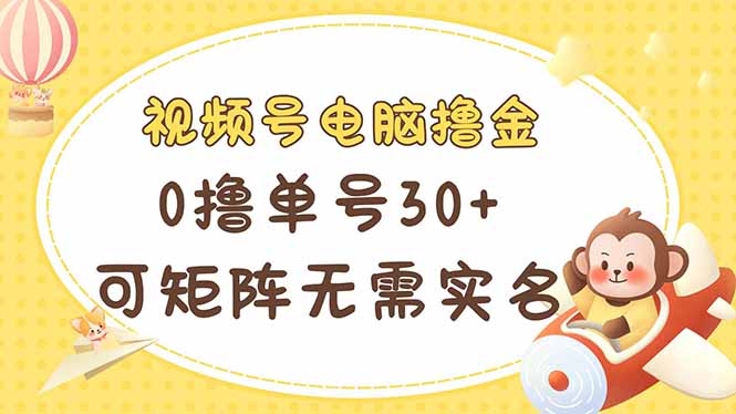 视频号电脑撸金 0撸单号30+ 可矩阵 无需实名多号多得-知识创作