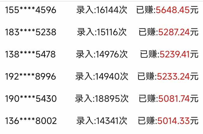 信息录入，几秒一单，只需一部手机，小白轻松上手，日入500＋-知识创作