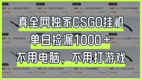 真全网独家CSGO挂G，单日捡漏1k+【揭秘】-知识创作