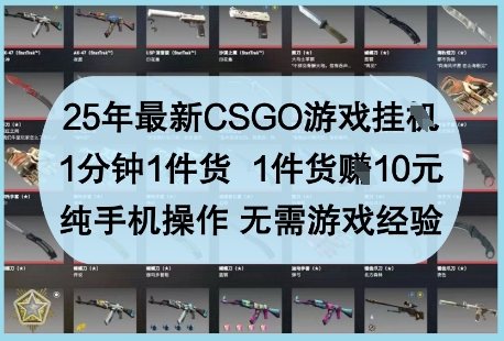 25年最新CSGO游戏挂G，1分钟1件货，1件货挣10元，纯手机操作，无需游戏经验【揭秘】-知识创作