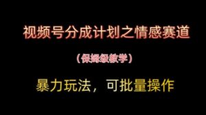 视频号分成计划之情感赛道暴力玩法，可批量操作，保姆级教学-知识创作
