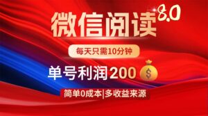 微信阅读8.0玩法！！0撸，没有任何成本有手就行，一天利润200+-知识创作