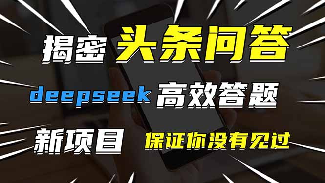头条问答，刚出的新玩法！保证你没见过！用DeepSeek去高效答题，一个账…-知识创作