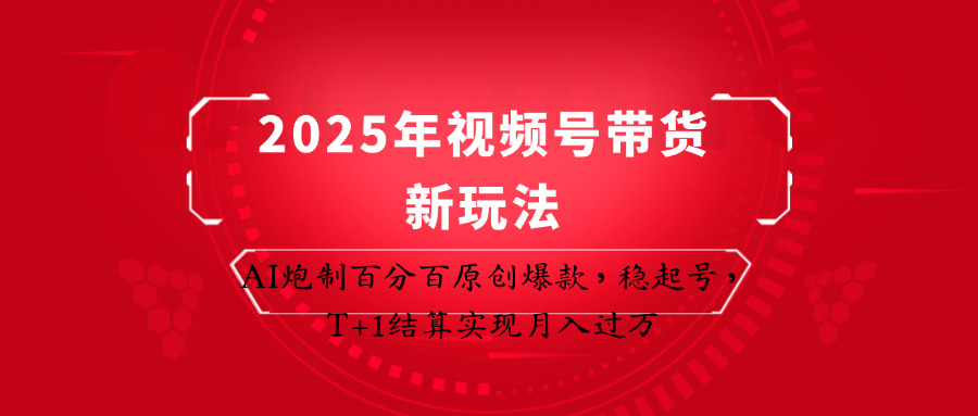 2025年视频号带货新玩法：AI炮制百分百原创爆款，稳起号，T+1结算实现月入过万-知识创作