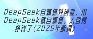 DeepSeek自媒体轻创业，用DeepSeek做自媒体，太容易挣钱了(2025年新课)-知识创作