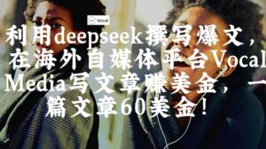 出海搞钱！利用deepseek撰写爆文，在海外自媒体平台Vocal Media写文章挣美金，一篇文章60刀-知识创作