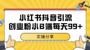 小红书抖音创业粉，小B端粉自热，日引99+的一个玩法【揭秘】-知识创作