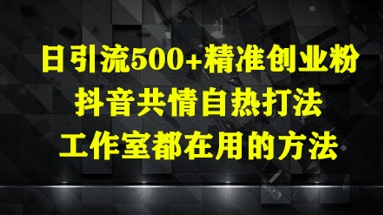 日引流500+精准创业粉，抖音共情自热打法，工作室都在用的方法-知识创作