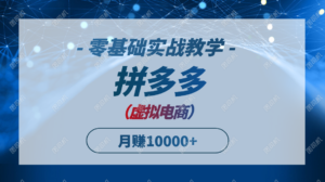 拼多多虚拟电商，零基础实战教学，快速打爆商品，新手也能月入10000+-知识创作