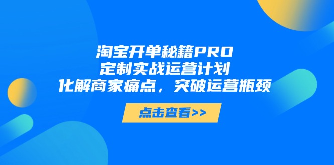 淘宝开单秘籍PRO，定制实战运营计划，化解商家痛点，突破运营瓶颈-知识创作