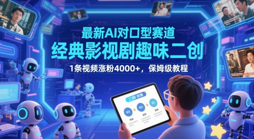 最新AI对口型赛道，经典影视剧趣味二创，1条视频涨粉4000+，保姆级教程-知识创作