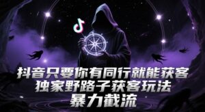 抖音只要你有同行就能获客，独家野路子获客玩法，暴力截流【揭秘】-知识创作