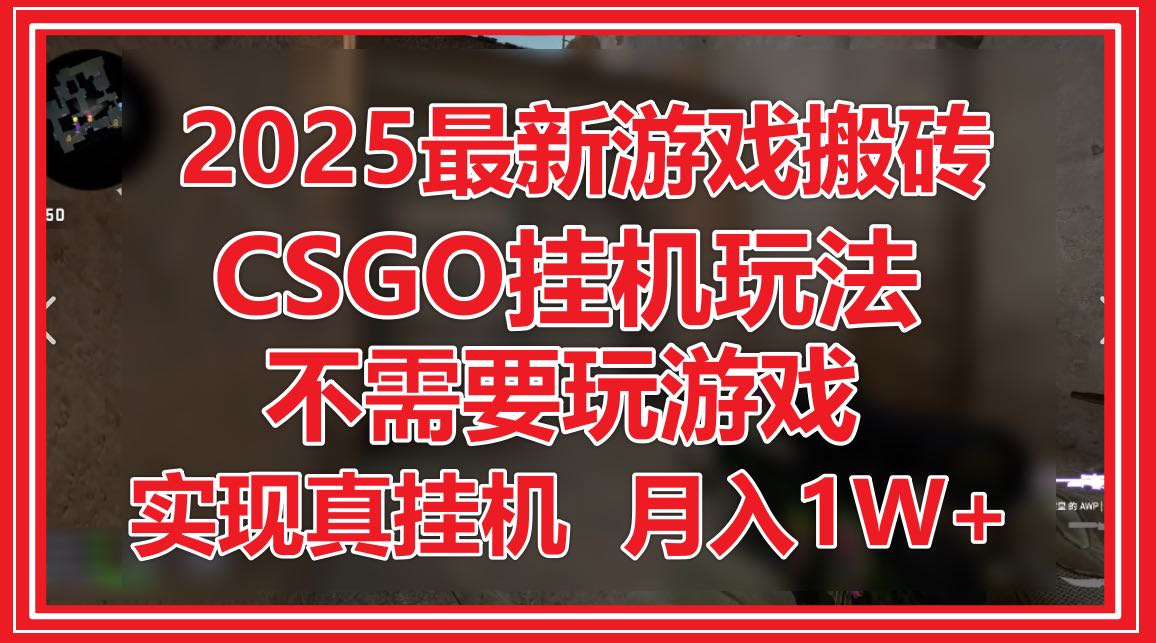2025最新游戏搬砖，CSGO挂机，不需要玩游戏，实现真挂机，月入1W+-知识创作