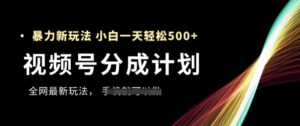 视频号分成计划，全网最暴力玩法，新手一天也能轻松5张+-知识创作