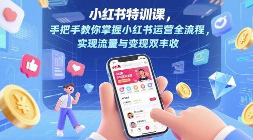 小红书特训课，手把手教你掌握小红书运营全流程，实现流量与变现双丰收-知识创作