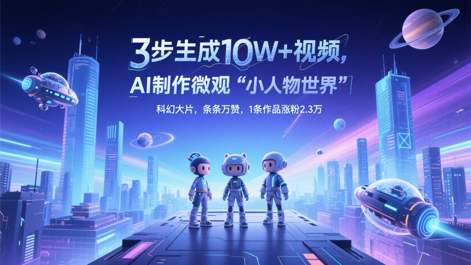 三步生成10W+视频，AI制作微观“小人物世界”科幻大片，条条万赞，1条作品涨粉2.3万-知识创作